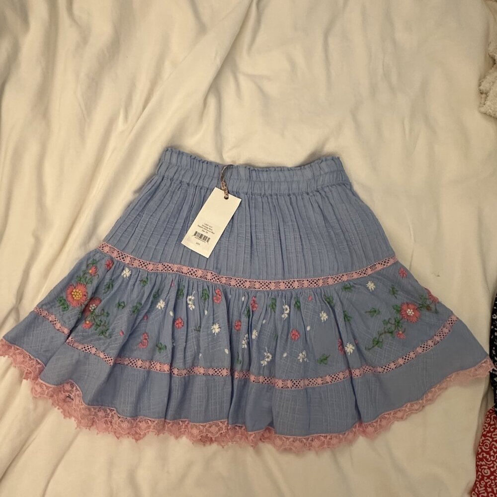 LoveShackFancy Skirt Jennings Floral Embroider Size XS - Picture 3 of 3